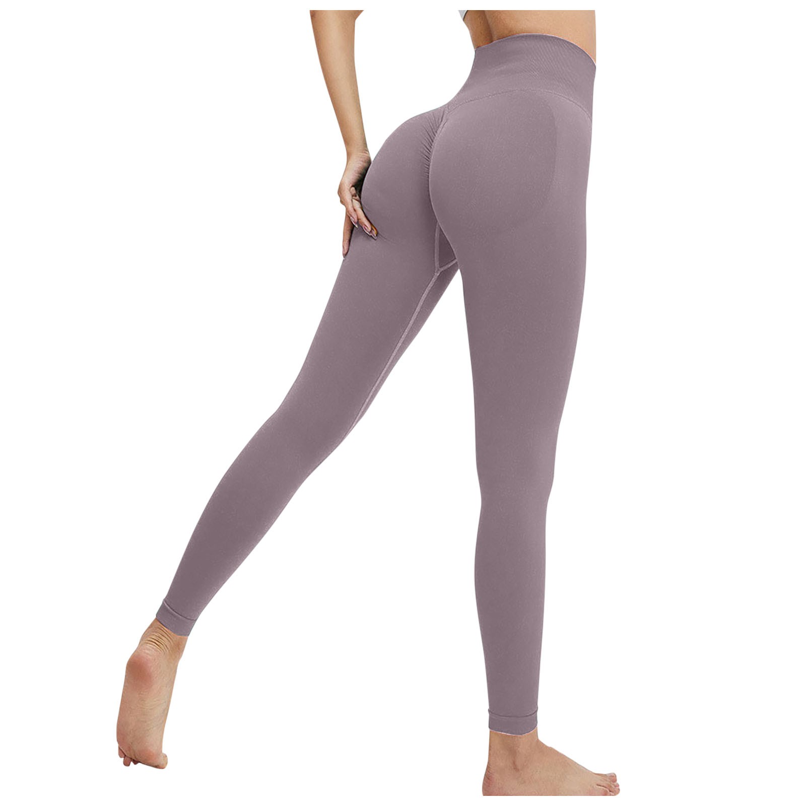 thumbnail image 1 of Pantalones de yoga sin costuras para mujer, color melocotón, de nylon y spandex, de cintura alta, para fitness, running, yoga y uso diario, 1 of 3